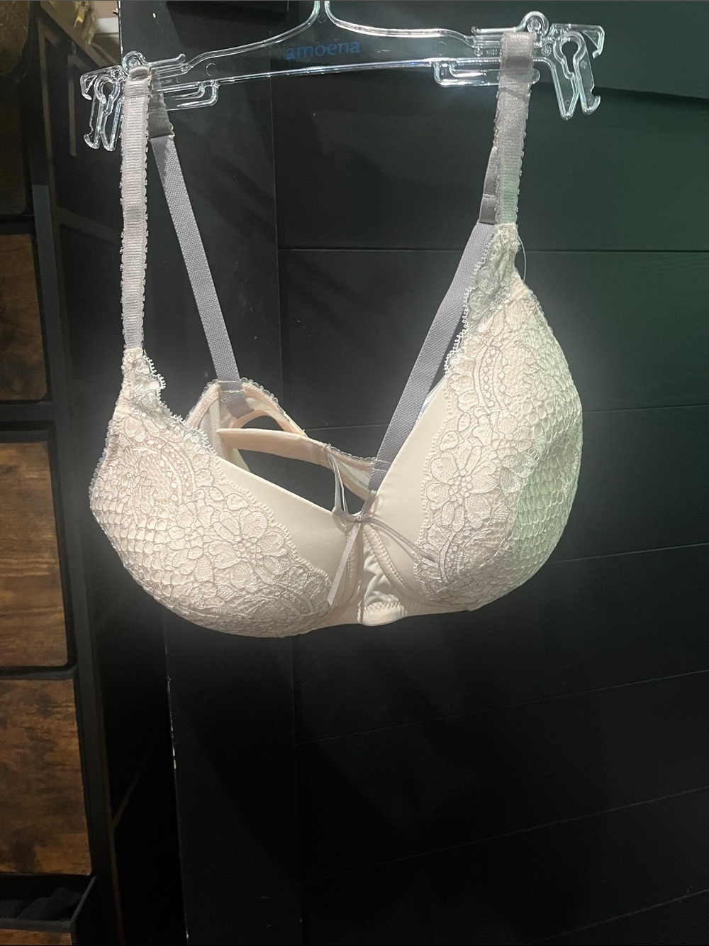Lace-Trim Push-Up Bra in Cream — Elegant Support